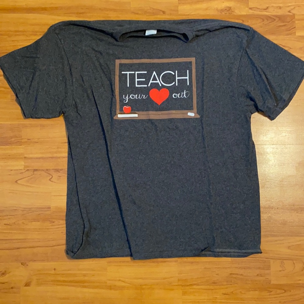 Gray Short Sleeve Tee with Chalkboard Design